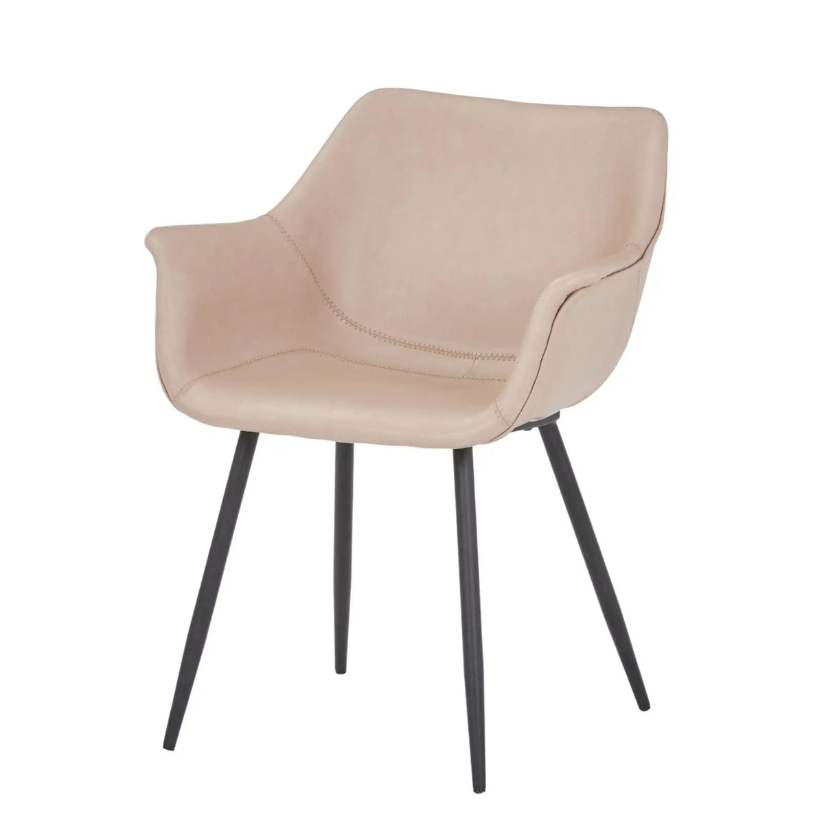 Markley Leather Dining Chair with Powder-Coated Iron Legs Taupe CHAIR Leisuremod