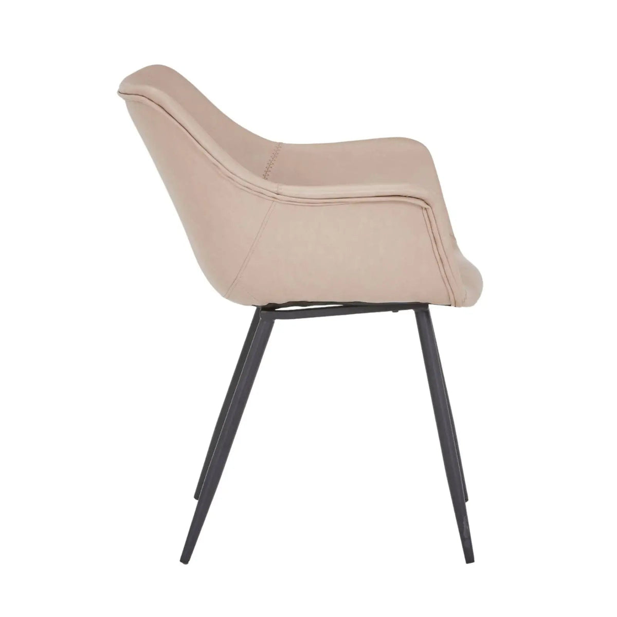 Markley Leather Dining Chair with Powder-Coated Iron Legs Taupe CHAIR Leisuremod