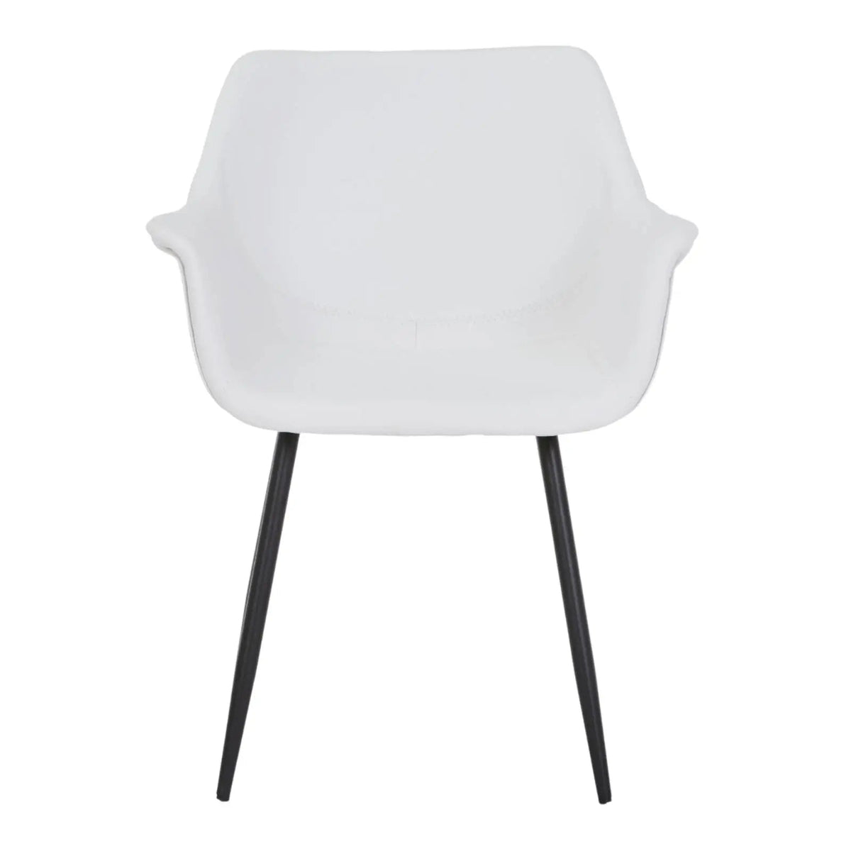 Markley Leather Dining Chair with Powder-Coated Iron Legs White CHAIR Leisuremod