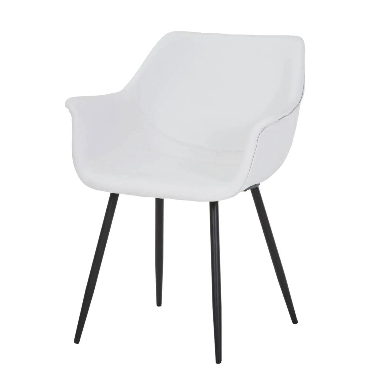 Markley Leather Dining Chair with Powder-Coated Iron Legs White CHAIR Leisuremod
