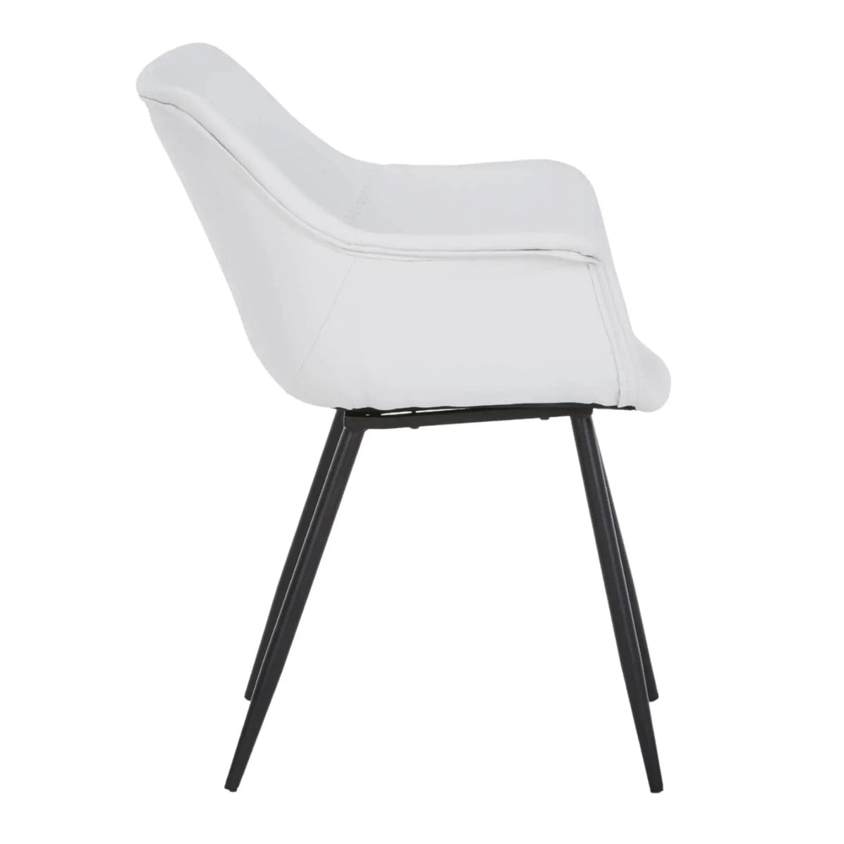 Markley Leather Dining Chair with Powder-Coated Iron Legs White CHAIR Leisuremod