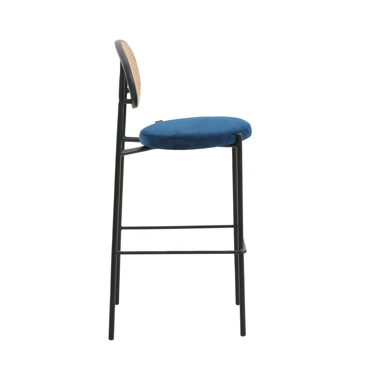 Euston Wicker Bar Stool with Black Powder Coated Steel Frame and Footrest - Elax Furniture