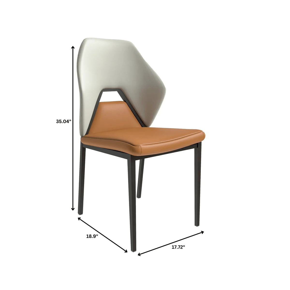 ECLAT Dining Chair with Upholstered Leather Seat and Back in Black Iron - Elax Furniture
