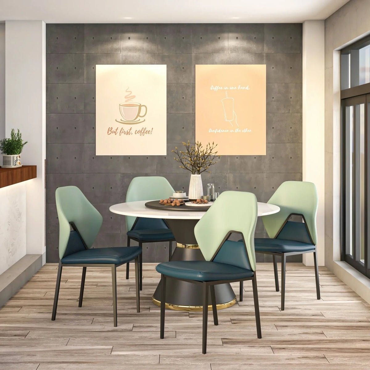 ECLAT Dining Chair with Upholstered Leather Seat and Back in Black Iron - Elax Furniture