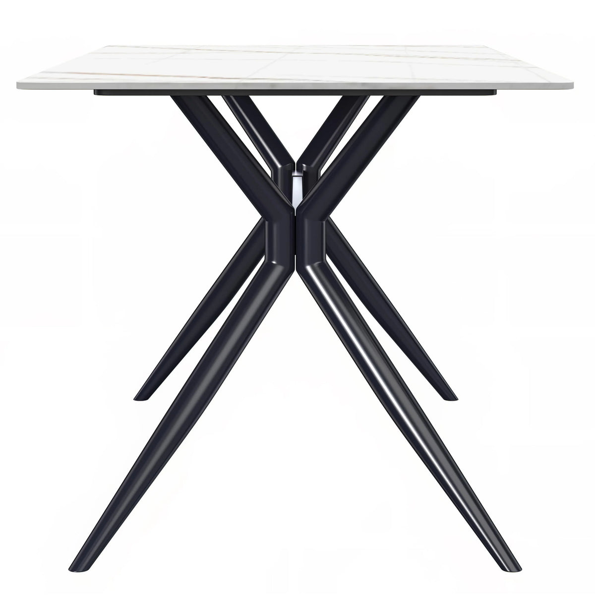 Elega 7-Piece Dining Set with Rectangular Sintered Stone Table and 6 Velvet Side Chairs with Wicker Back - Elax Furniture