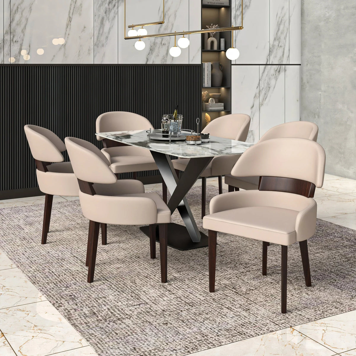 Ethos Leather Dining Chairs with Curved Open Back in Rubberwood - Elax Furniture