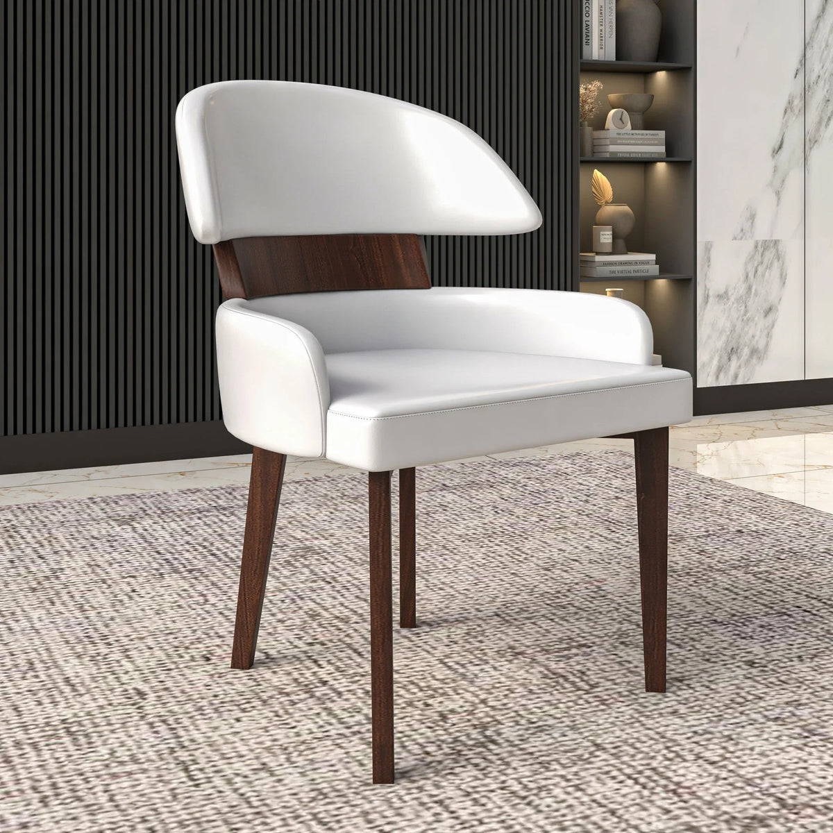 Ethos Leather Dining Chairs with Curved Open Back in Rubberwood - Elax Furniture