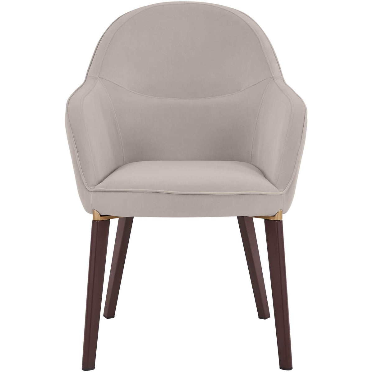 Elias Dining Chair Upholstered in Leather/Velvet and Powder Coated Legs Velvet Light Grey Dining Chair Leisuremod