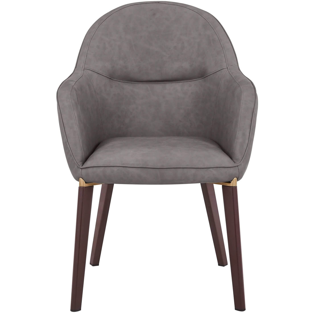 Elias Dining Chair Upholstered in Leather/Velvet and Powder Coated Legs Leather Dark Grey Dining Chair Leisuremod
