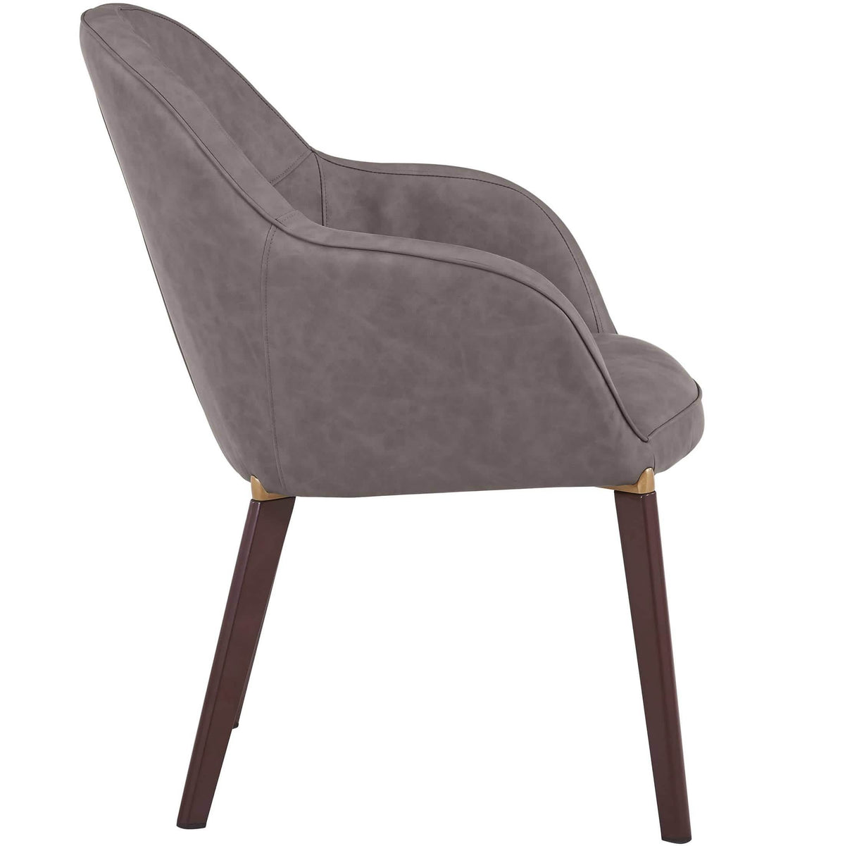 Elias Dining Chair Upholstered in Leather/Velvet and Powder Coated Legs Leather Dark Grey Dining Chair Leisuremod