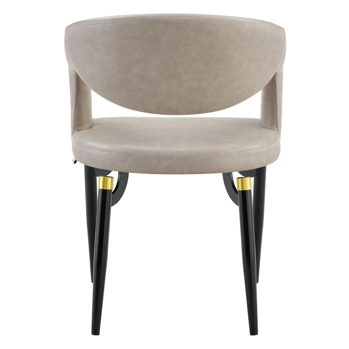 Entice Leather Dining Chair with Curved Open Back and Iron Legs Grey Dining Chair Leisuremod