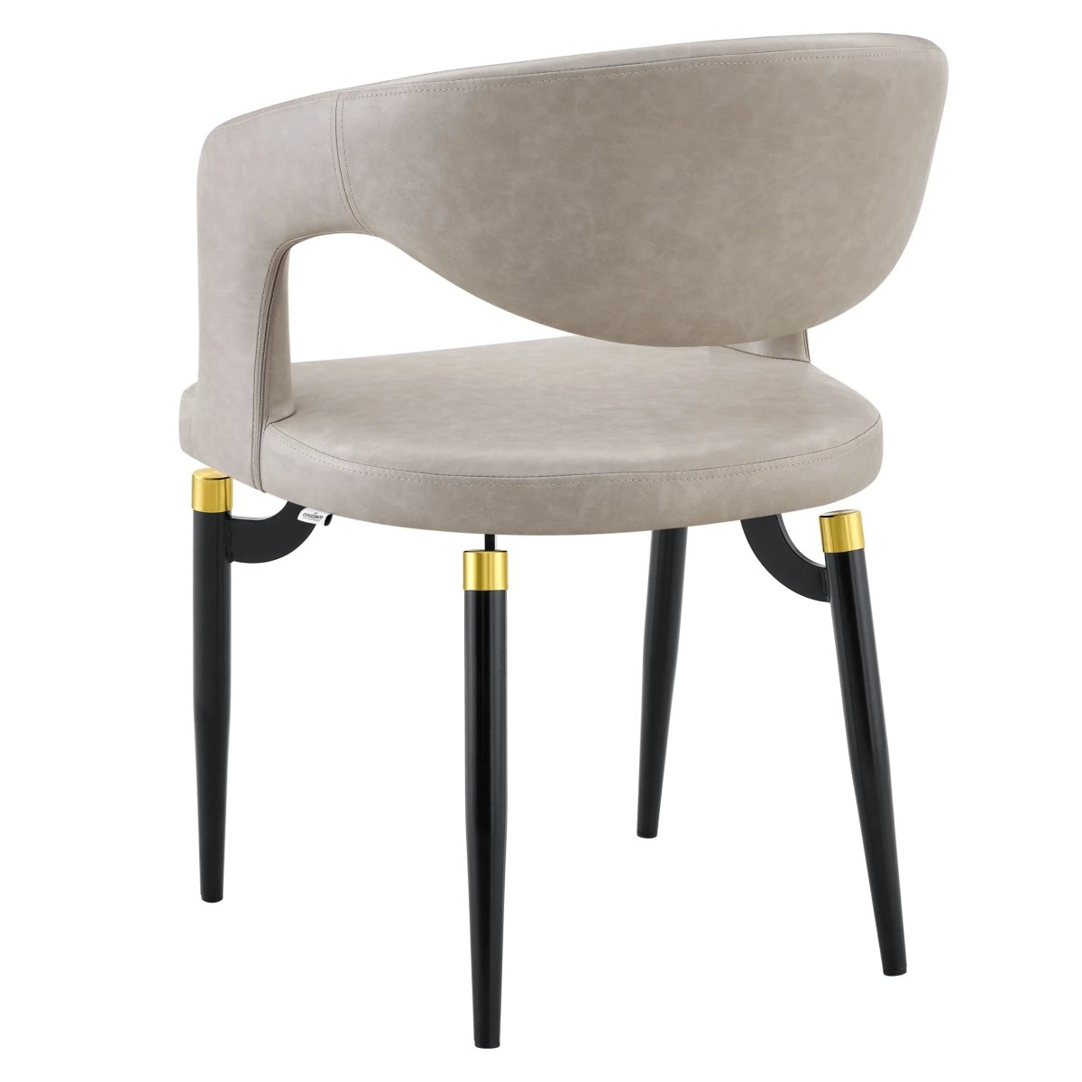 Entice Leather Dining Chair with Curved Open Back and Iron Legs Grey Dining Chair Leisuremod