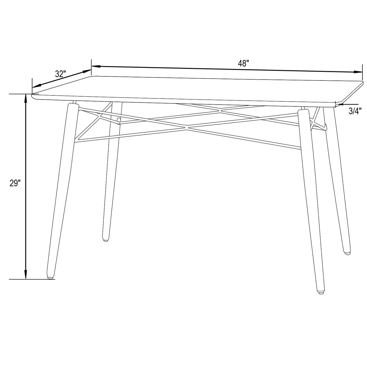 Dover Rectangle Dining Table With Glass Tabletop and Beech Wood Eiffel Base - Elax Furniture