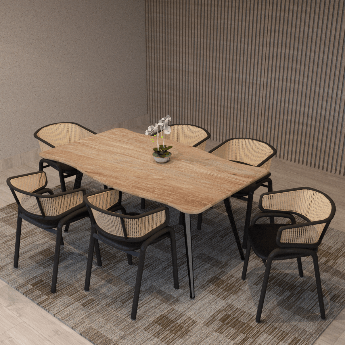 Ervilla Velvet Dining Armchair with Steel Legs and Wicker Back Black Brown Black Dining Chair Leisuremod