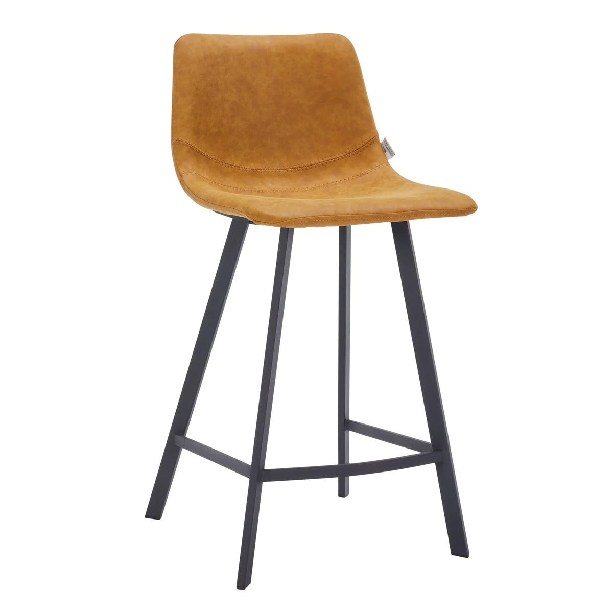 Elland 35” Counter Stool in Leather Padded Seat in Black Stainless Steel - Elax Furniture