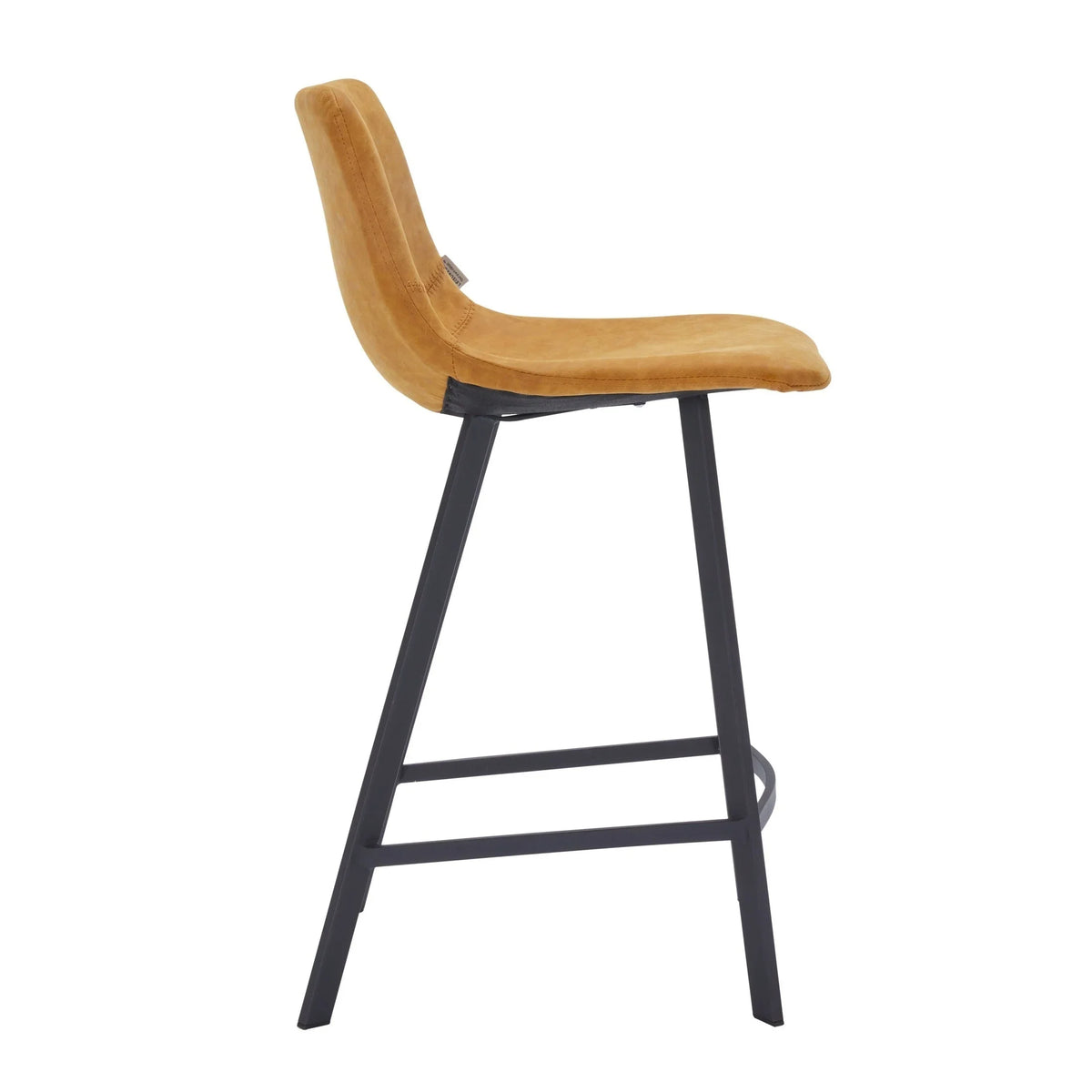 Elland 35” Counter Stool in Leather Padded Seat in Black Stainless Steel - Elax Furniture