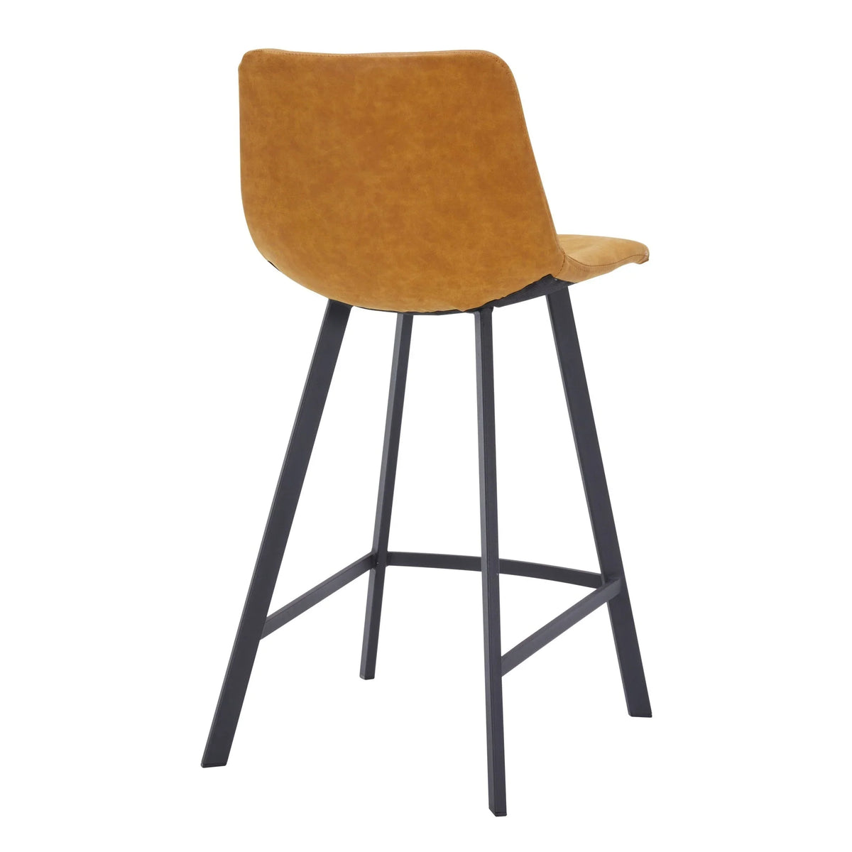 Elland 35” Counter Stool in Leather Padded Seat in Black Stainless Steel - Elax Furniture