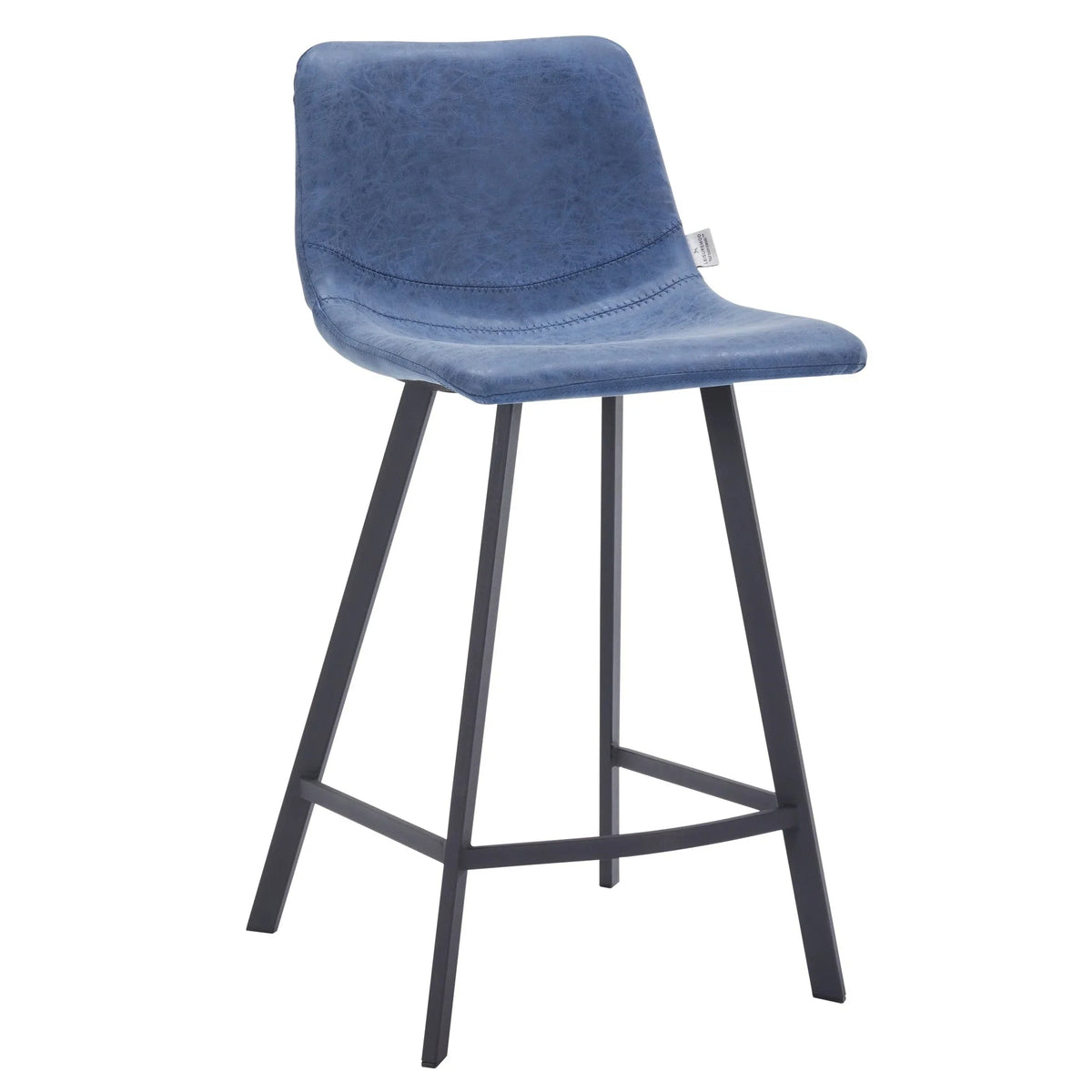 Elland 35” Counter Stool in Leather Padded Seat in Black Stainless Steel - Elax Furniture