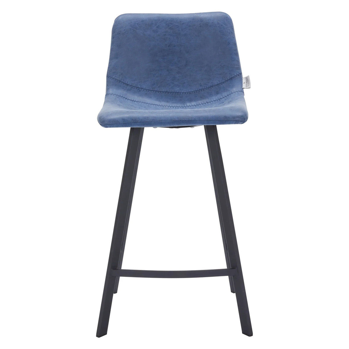 Elland 35” Counter Stool in Leather Padded Seat in Black Stainless Steel - Elax Furniture