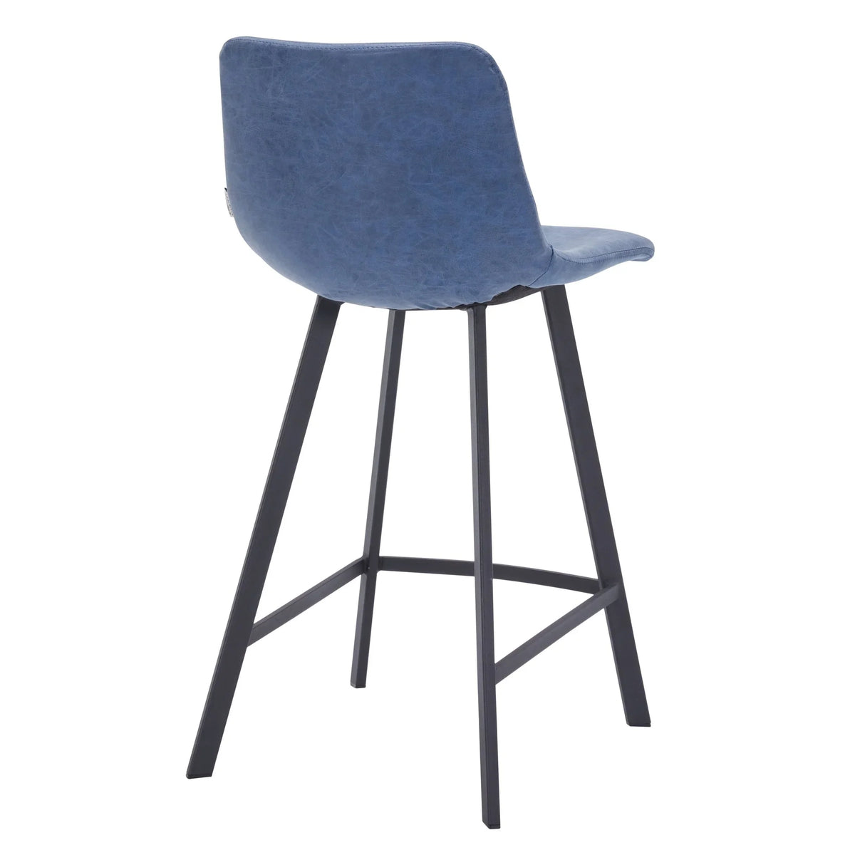 Elland 35” Counter Stool in Leather Padded Seat in Black Stainless Steel - Elax Furniture
