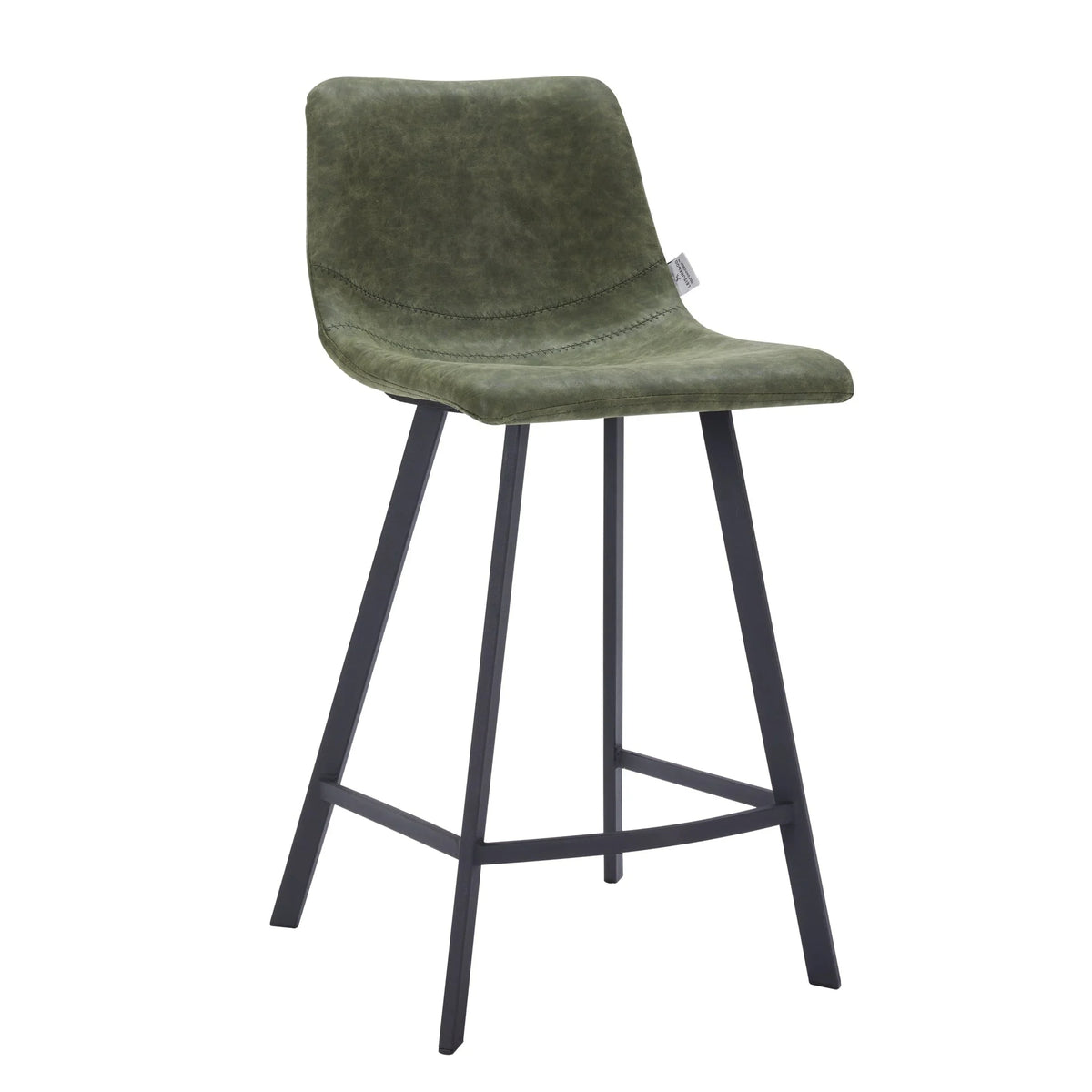 Elland 35” Counter Stool in Leather Padded Seat in Black Stainless Steel - Elax Furniture