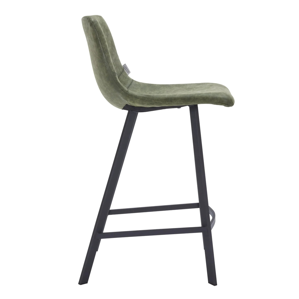 Elland 35” Counter Stool in Leather Padded Seat in Black Stainless Steel - Elax Furniture
