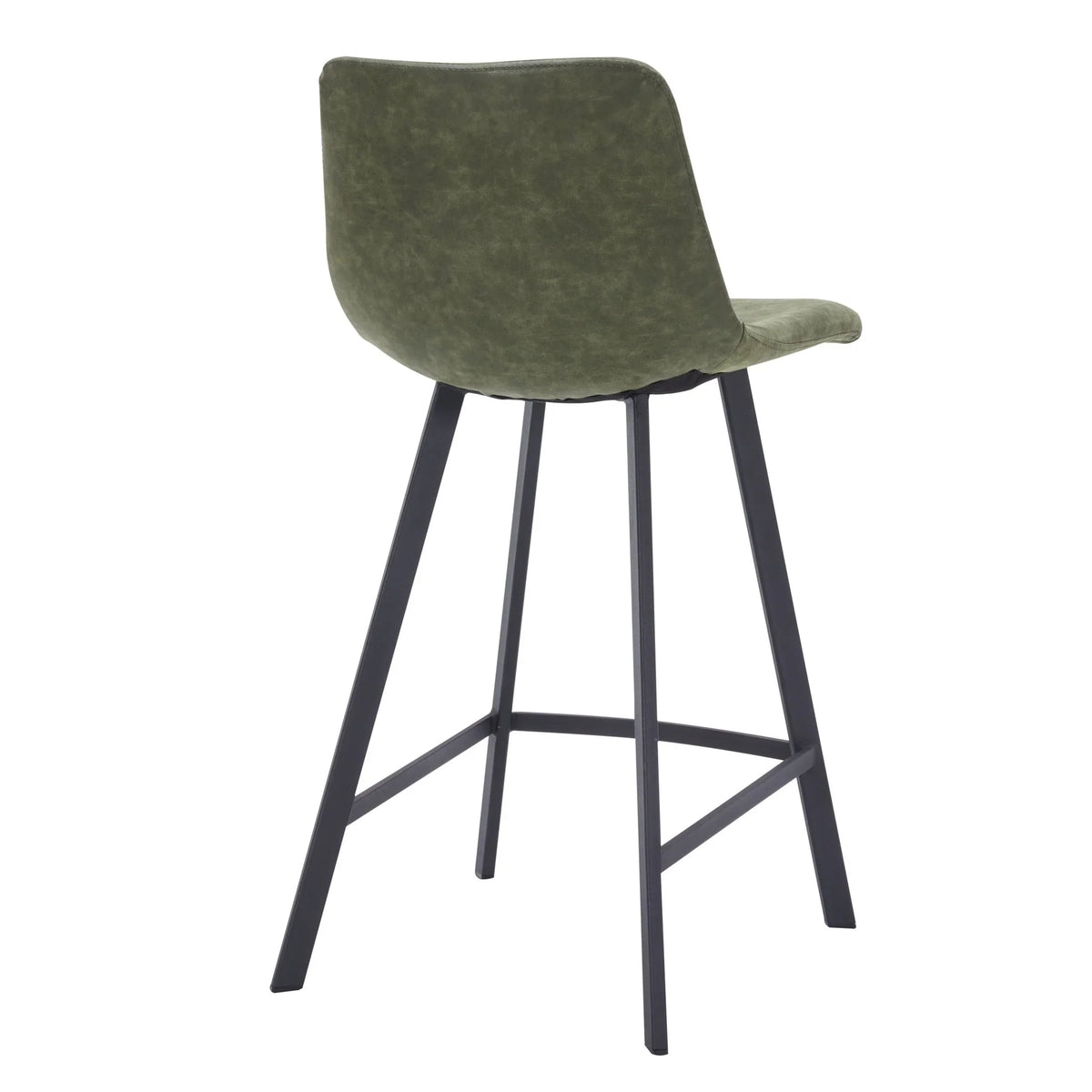 Elland 35” Counter Stool in Leather Padded Seat in Black Stainless Steel - Elax Furniture