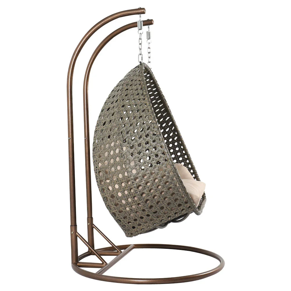 Wicker Hanging 2 person Egg Swing Chair With Outdoor Cover - Elax Furniture