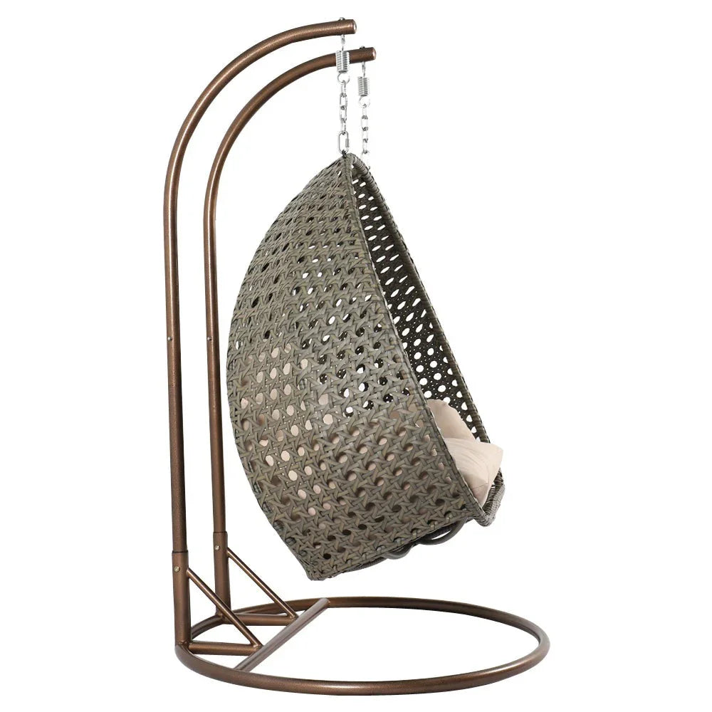 Wicker Hanging 2 person Egg Swing Chair With Outdoor Cover - Elax Furniture
