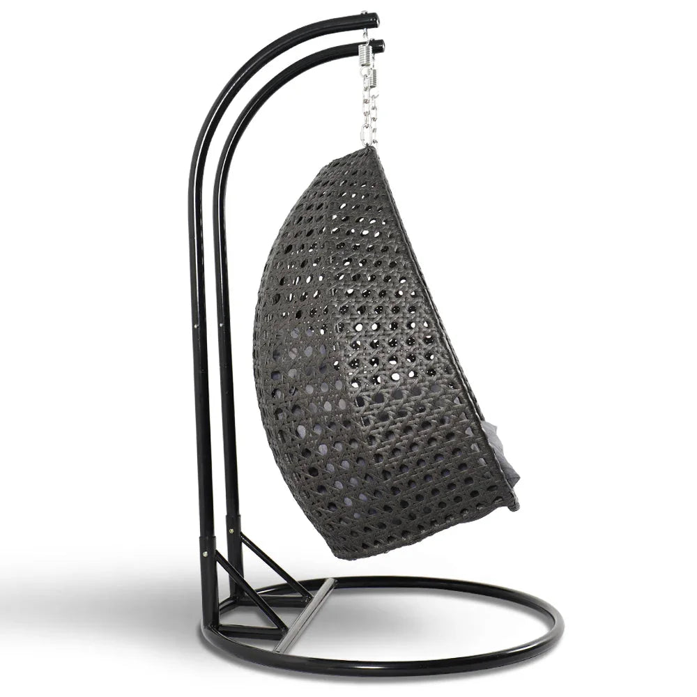 Wicker Hanging 2 person Egg Swing Chair With Outdoor Cover - Elax Furniture