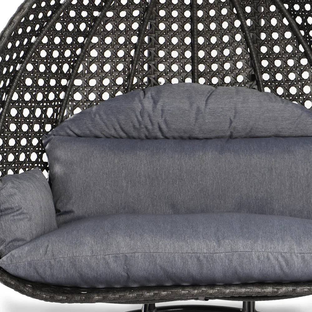 Wicker Hanging 2 person Egg Swing Chair With Outdoor Cover - Elax Furniture