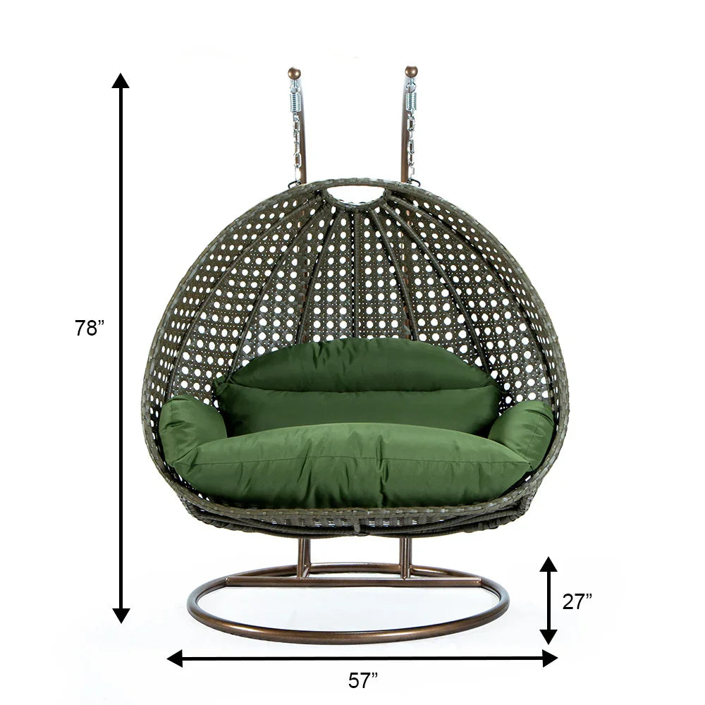 Modern Beige Wicker Hanging Double Seater Egg Swing Chair - Elax Furniture