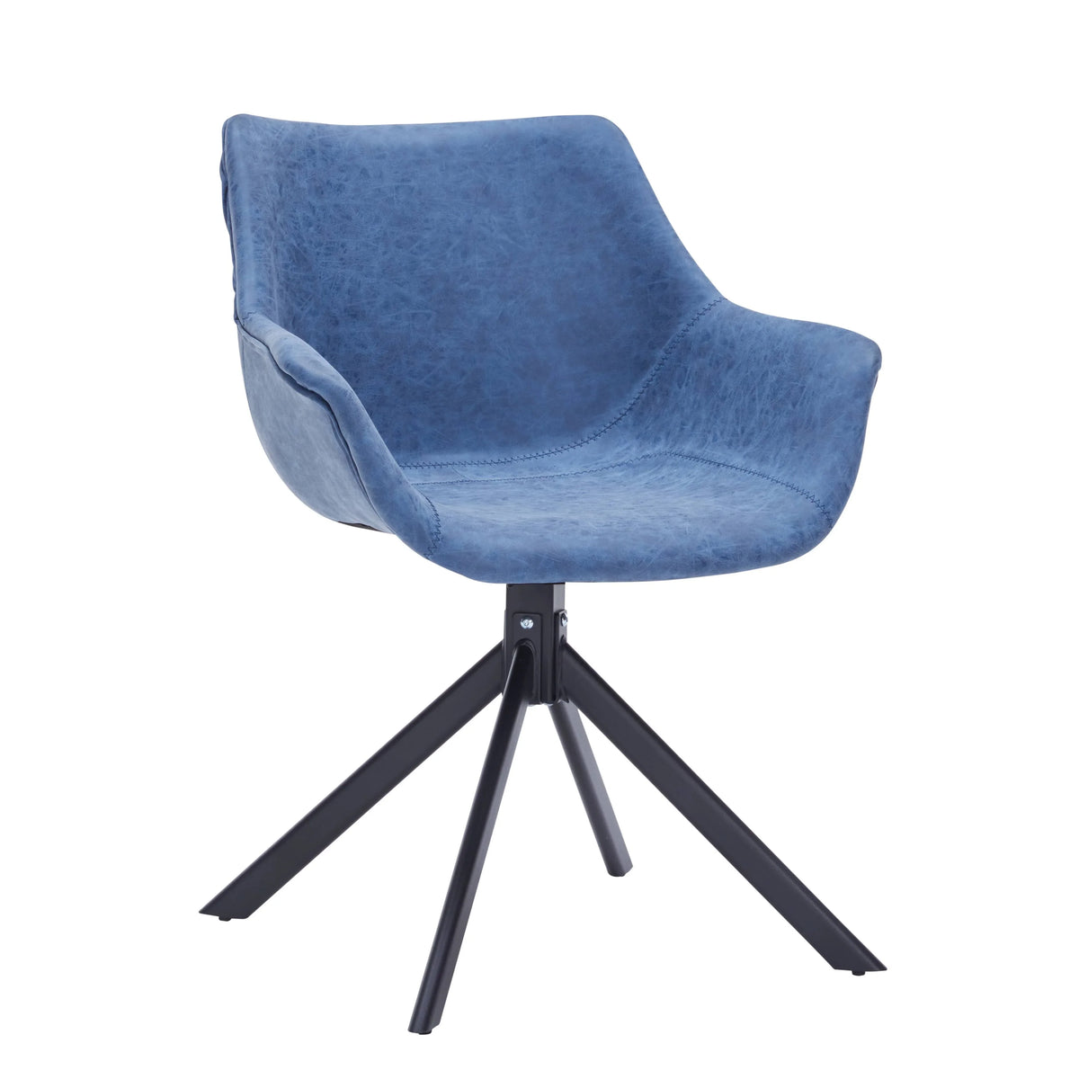Markley Dining Chair Upholstered in Leather 360-Degree Swivel Armchair - Elax Furniture