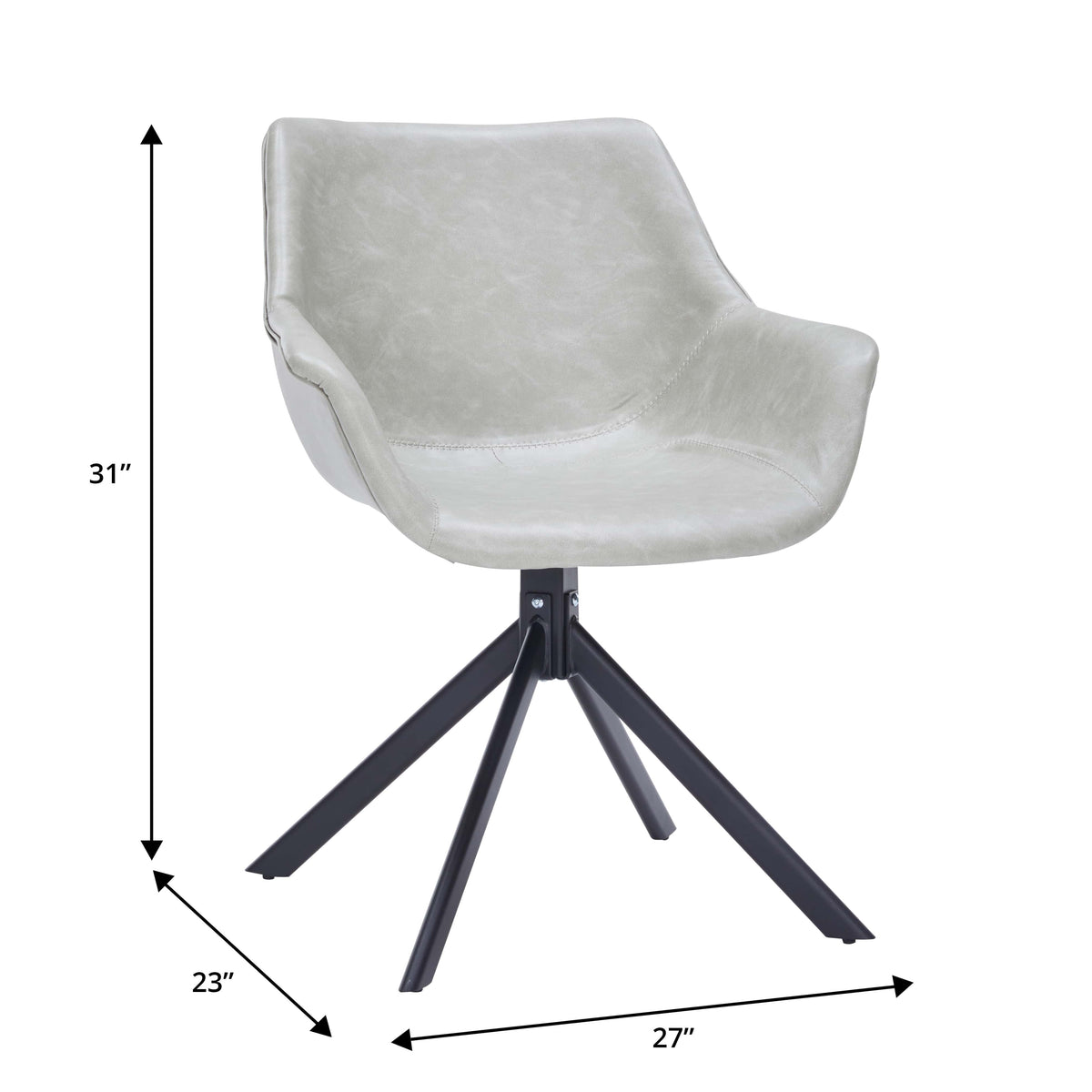 Markley Dining Chair Upholstered in Leather 360-Degree Swivel Armchair - Elax Furniture