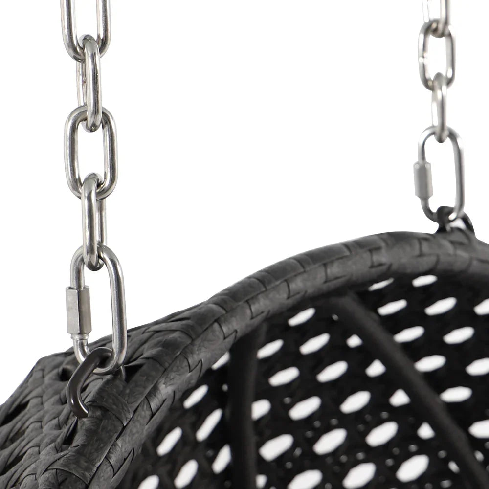 Modern Charcoal Wicker Hanging Double Seater Egg Swing Chair - Elax Furniture