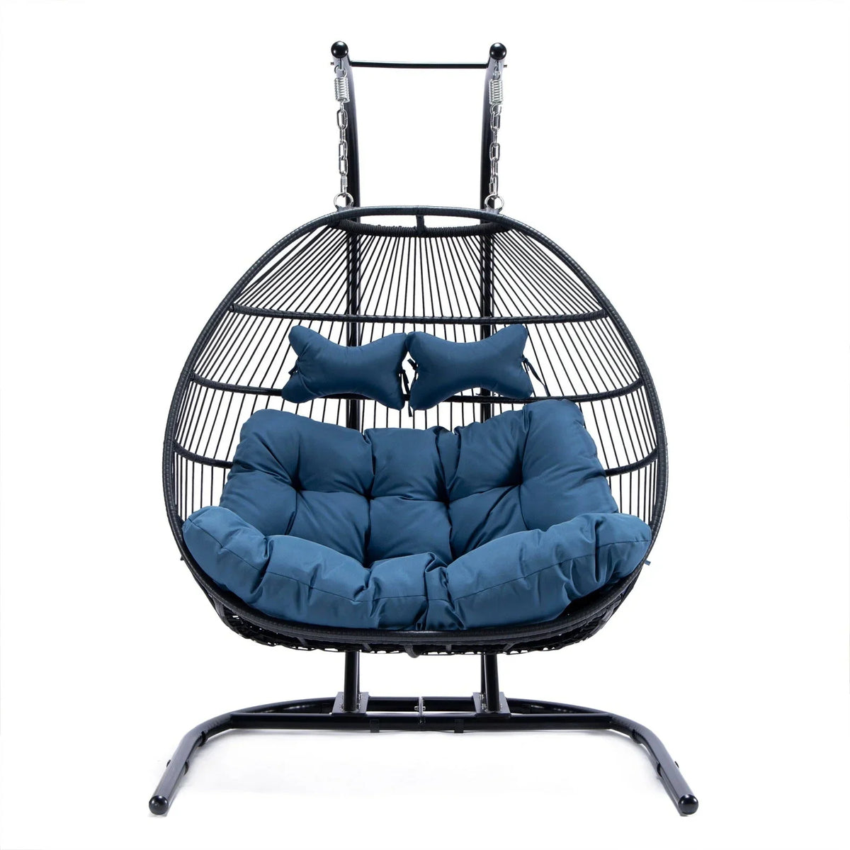 Wicker 2 Person Double Folding Hanging Egg Swing Chair - Elax Furniture