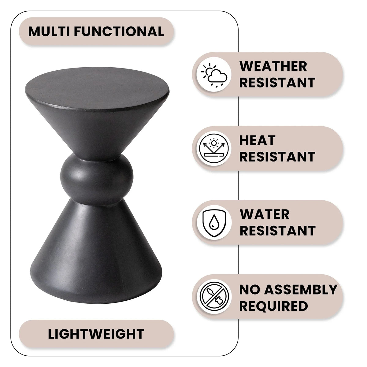 Echo Side Table with Weather-Resistant Fibersone Top Round Accent Table - Elax Furniture