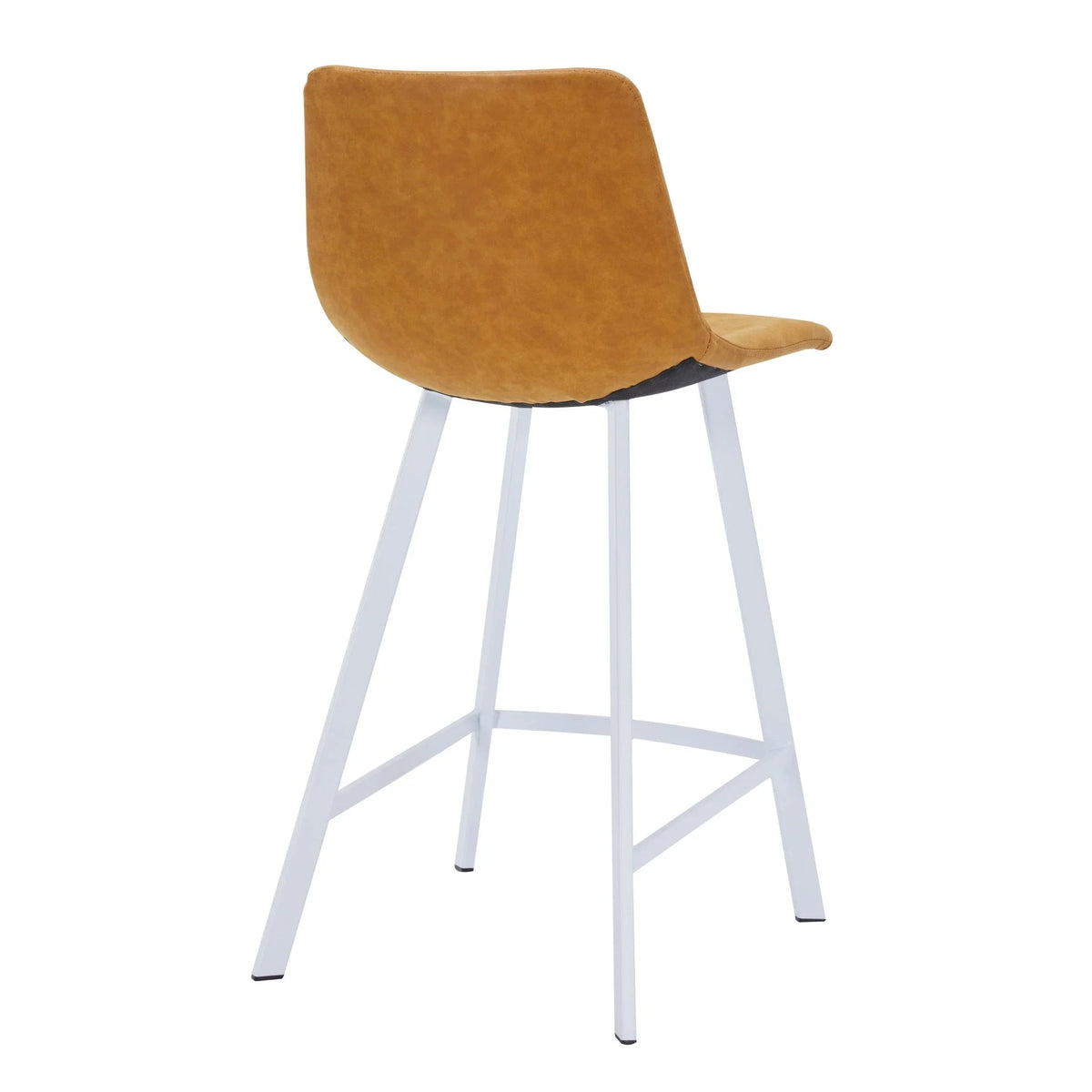 Elland 35” Counter Stool in Leather Padded Seat in White Stainless Steel - Elax Furniture