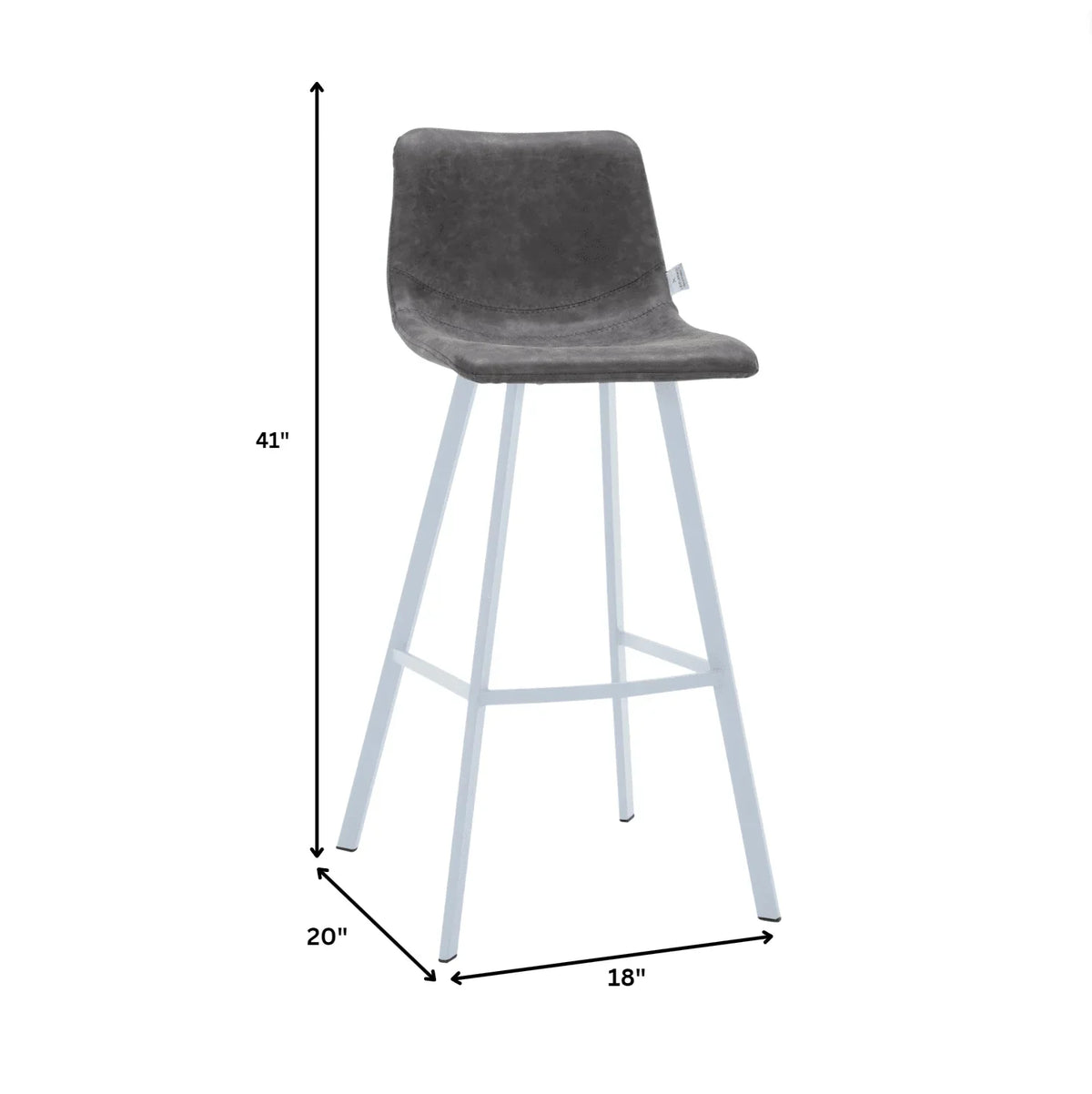 Elland 35” Counter Stool in Leather Padded Seat in White Stainless Steel - Elax Furniture
