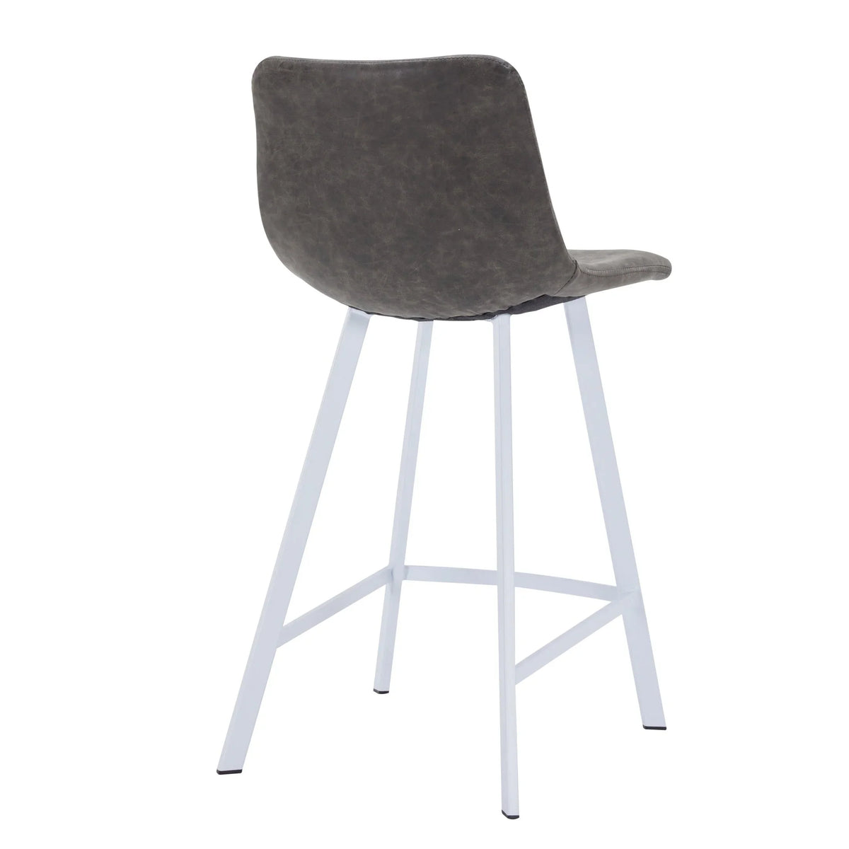 Elland 35” Counter Stool in Leather Padded Seat in White Stainless Steel - Elax Furniture
