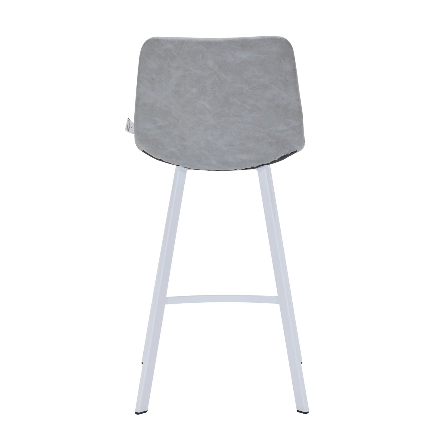 Elland Counter Stool in Leather Padded Seat in White Stainless Steel Set of 2 - Elax Furniture