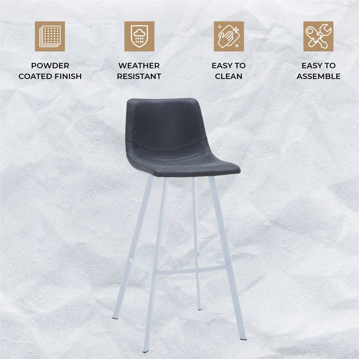Elland 41" Leather Counter Height Barstool with Stainless Steel Legs and Footrest - Elax Furniture