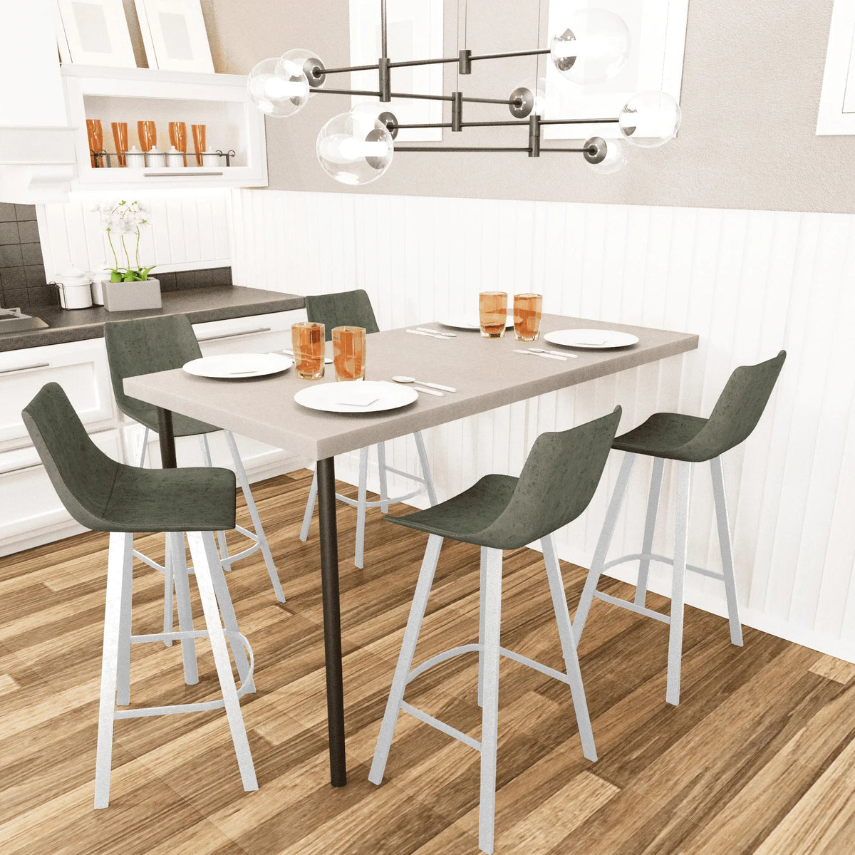 Elland 41" Leather Counter Height Barstool with Stainless Steel Legs and Footrest - Elax Furniture