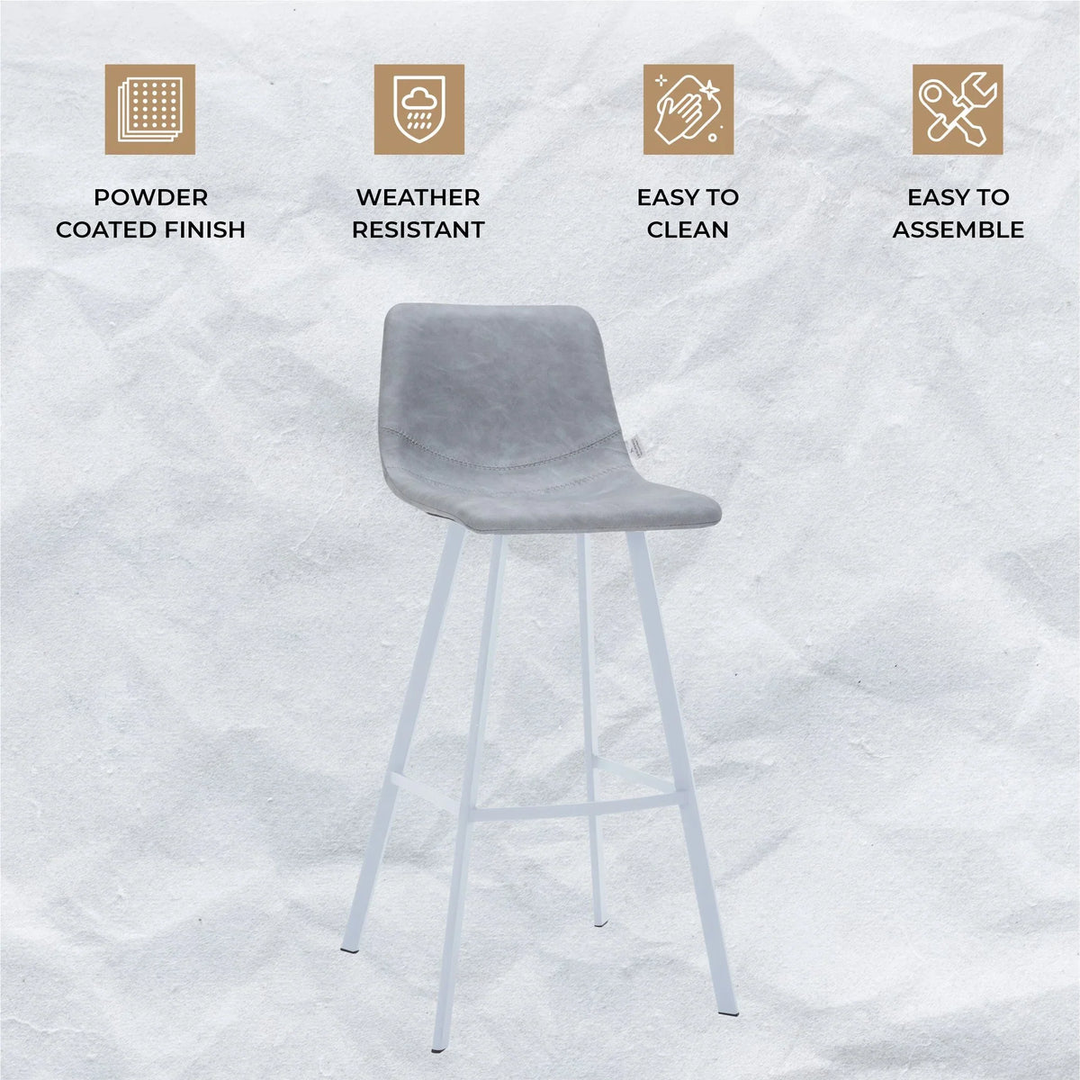 Elland 41" Leather Counter Height Barstool with Stainless Steel Legs and Footrest - Elax Furniture