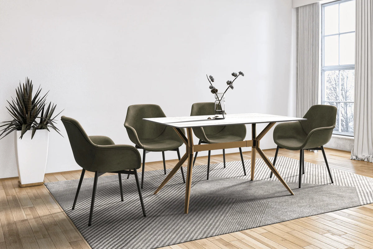 Elega Rectangular Dining Table with Sintered Stone or Glass Rectangular Top and Stainless Steel Base - Elax Furniture