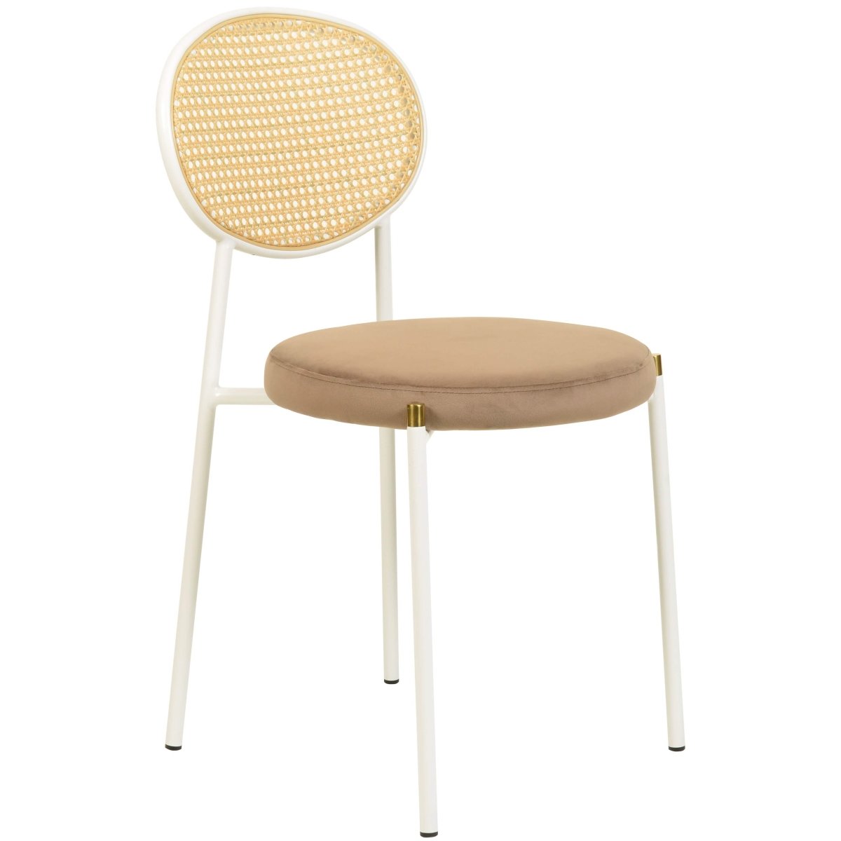 Euston Modern Upholstered Dining Chair with Round Wicker/Velvet Back Style White Wicker Brown Dining Chair Leisuremod