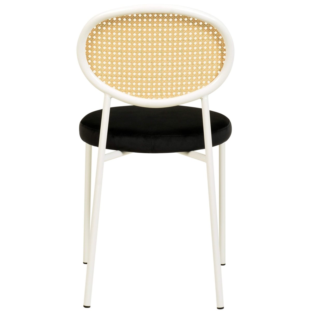 Euston Modern Upholstered Dining Chair with Round Wicker/Velvet Back Style White Wicker Black Dining Chair Leisuremod