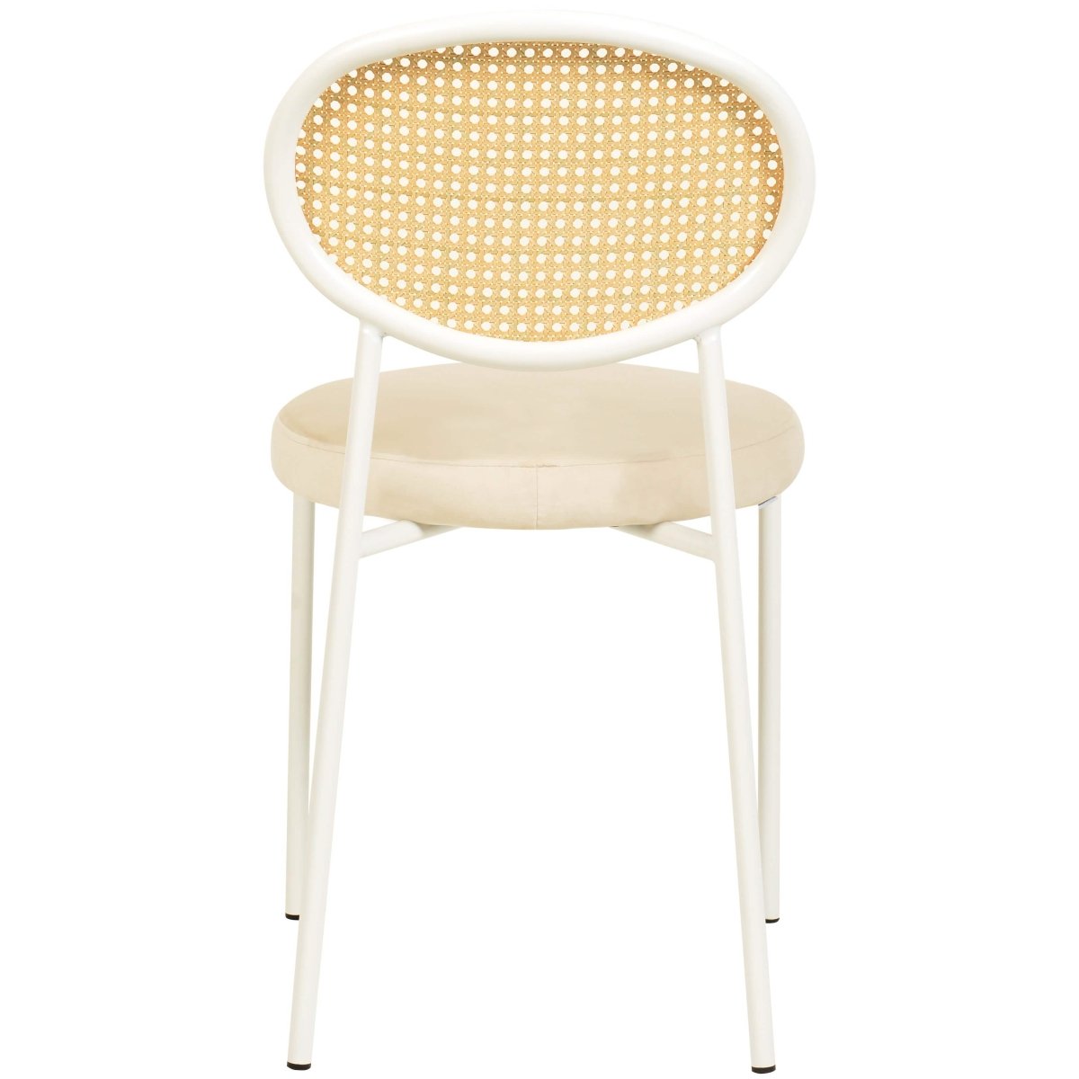 Euston Modern Upholstered Dining Chair with Round Wicker/Velvet Back Style White Wicker Beige Dining Chair Leisuremod