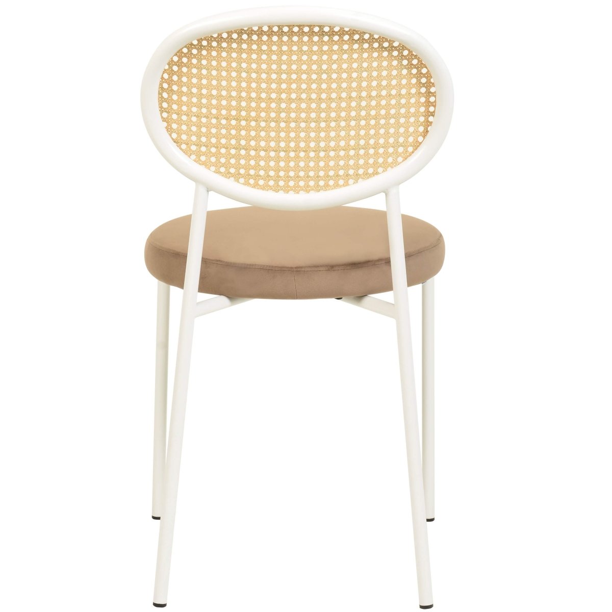 Euston Modern Upholstered Dining Chair with Round Wicker/Velvet Back Style White Wicker Brown Dining Chair Leisuremod