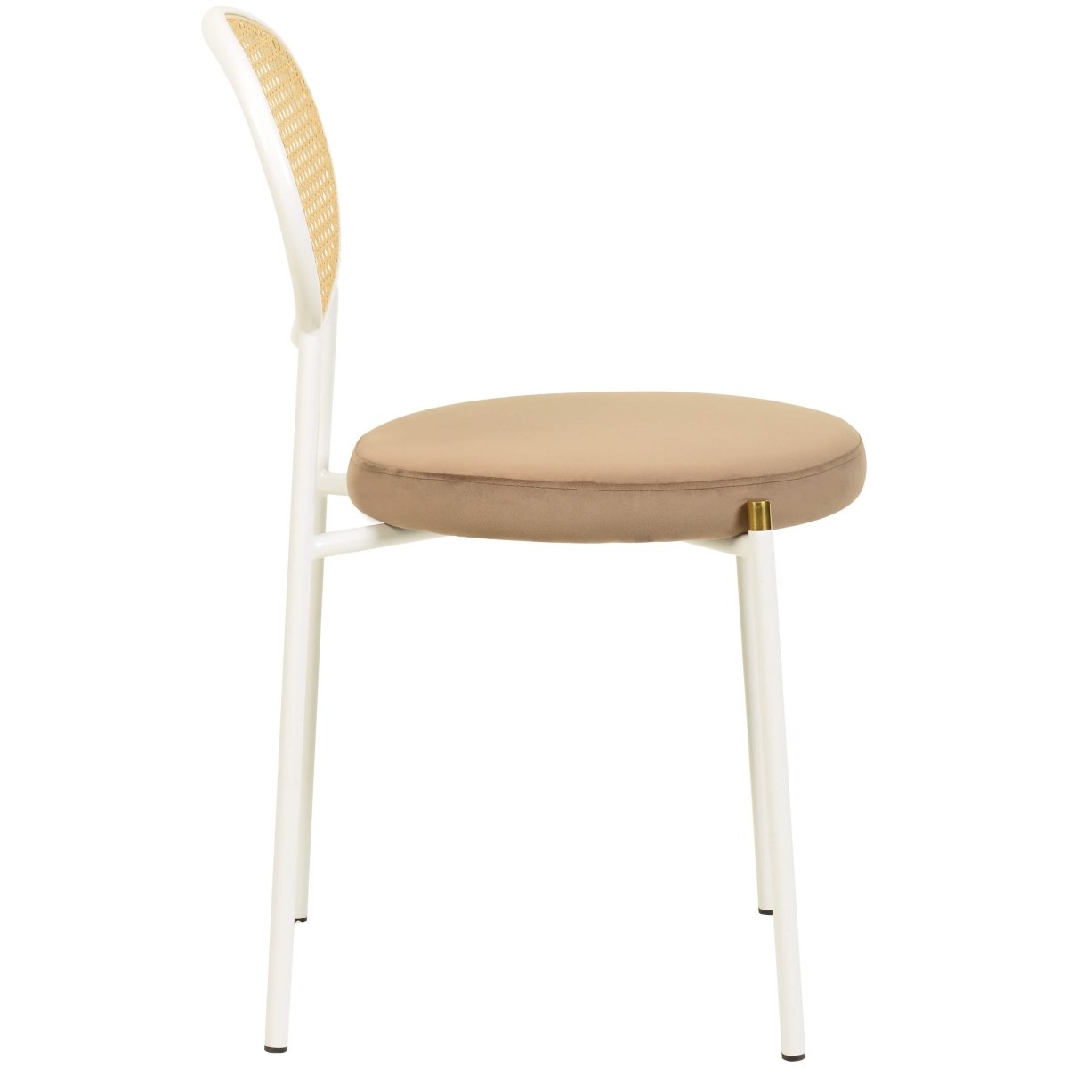 Euston Modern Upholstered Dining Chair with Round Wicker/Velvet Back Style White Wicker Brown Dining Chair Leisuremod